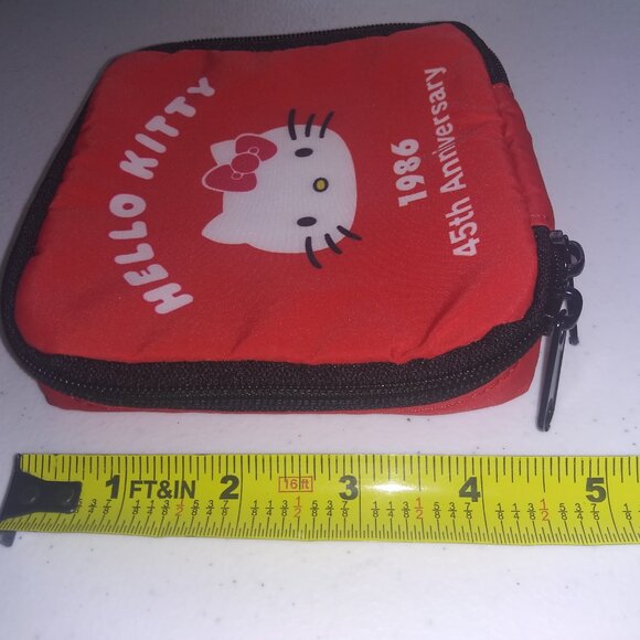 Sanrio Hello Kitty Red Pouch 1986 45th Anniversary Zip Mini Bag Case 2019 - Picture 9 of 9